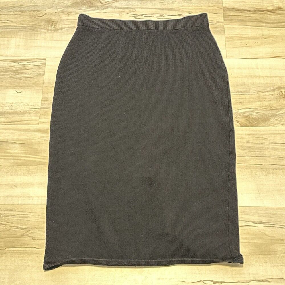 St John Basics‎ Women 12 Skirt Midi Santana Knit Elastic Waist Black